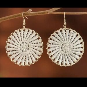 2" White Lace Thread Doily Earrings